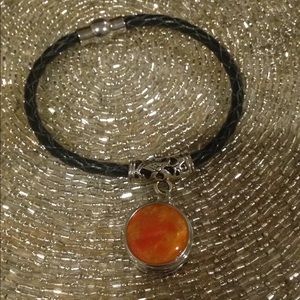 Black leather rope bracelet